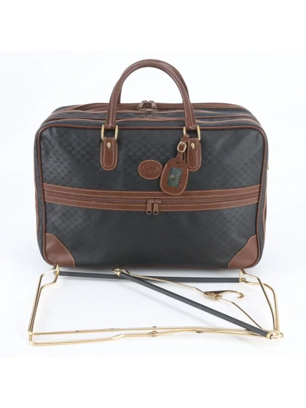 Gucci Micro GG 012 39 Leather Canvas Boston Bag Tote Carry